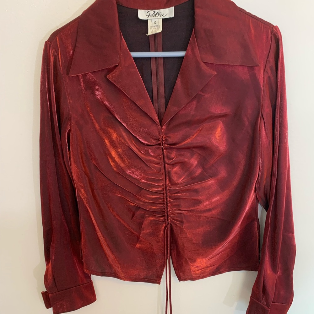 Petra burgundy long sleeve blouse